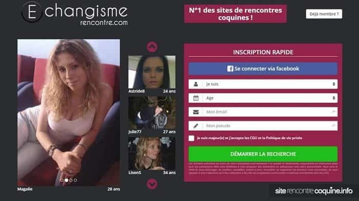 Site libertin Echangisme Rencontre : capture de la page d'accueil