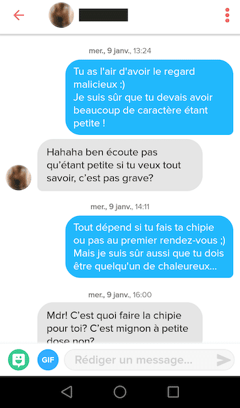 Tinder : exemple de conversation après un match