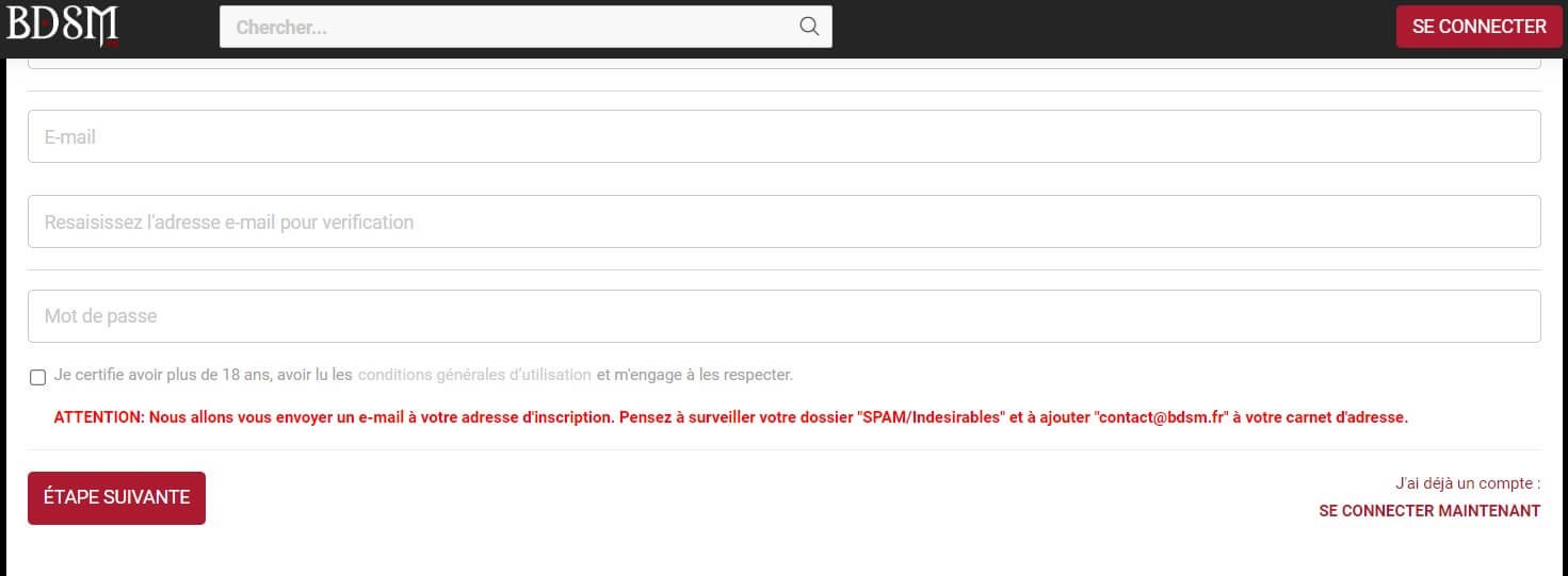 BDSM.fr avis : étapes d'inscription testées