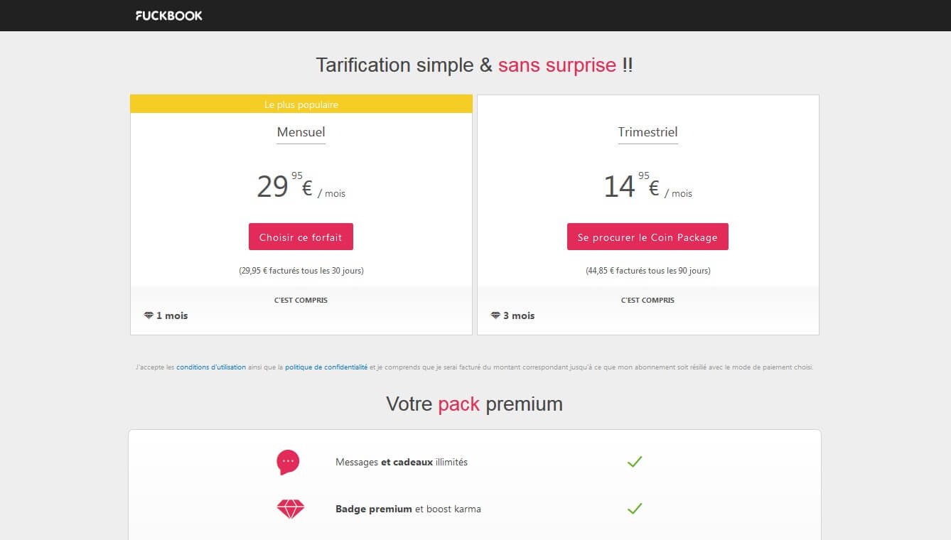 FuckBook : détail des fonctionnalités et abonnements