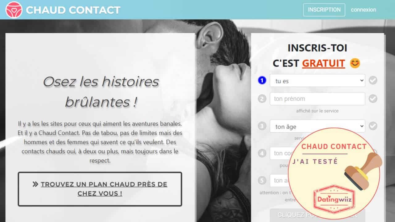 Chaud Contact avis : interface et page d'accueil du site