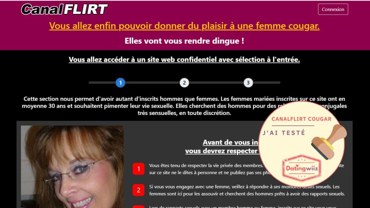 CanalFlirt Cougar : capture d'écran du site
