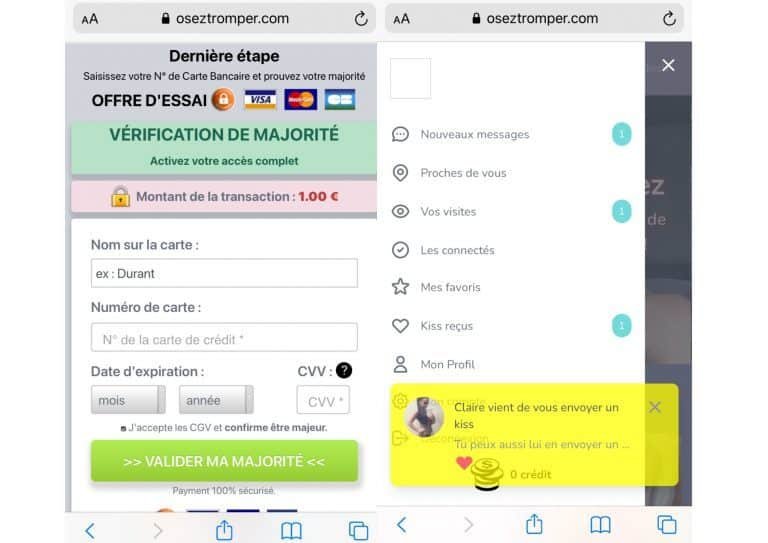 Oseztromper : écran de paiement et formules d'abonnement