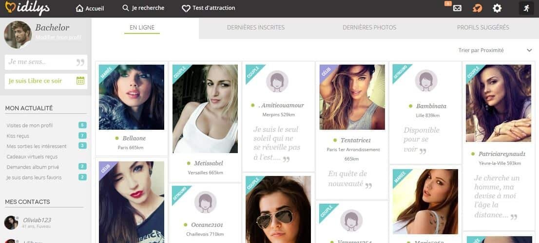 Idilys : exemples de profils consultés pendant notre test