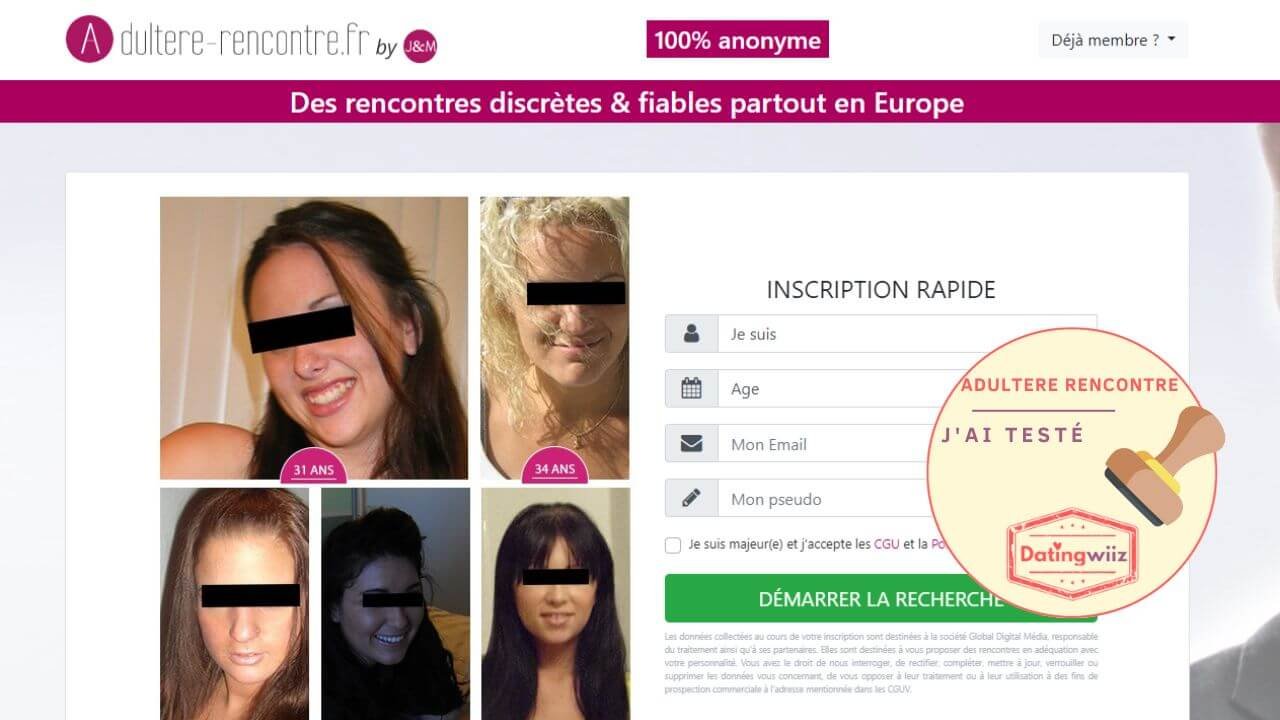 Adultere-rencontre.fr avis : capture d'écran du site