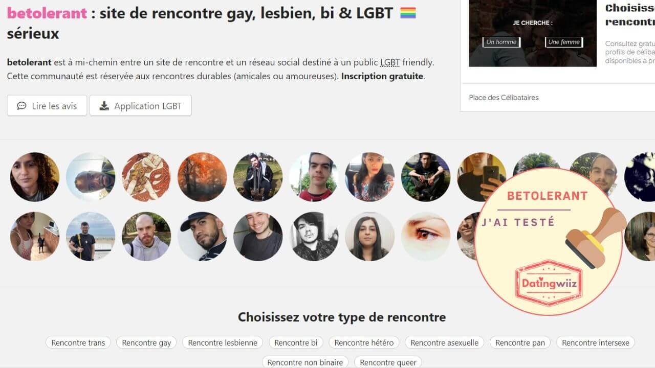 Avis Betolerant : interface et profils membres