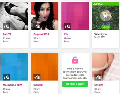 SexBadoo : exemples de profils rencontrés pendant le test