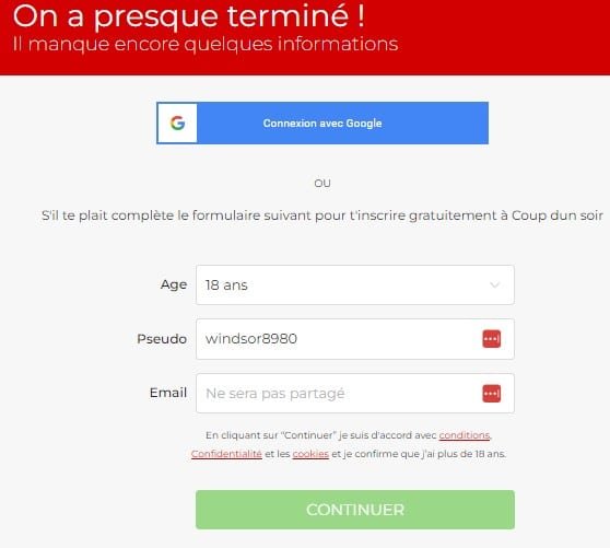 Coup d’un soir : étapes d’inscription testées
